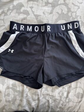 Under Armour Black Women's Athletic Shorts with White Trim